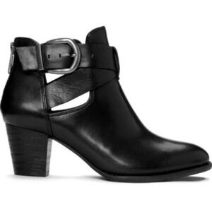 Women's Vionic Rory Black Leather Heeled Bootie Size 7